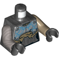 Torso, Odd Arms, Armour, Dark Azure Decorations, Dark Tan Fur Print, Left Dark Tan Arm, Right Flat Silver Arm, Black Hands Pearl Titanium