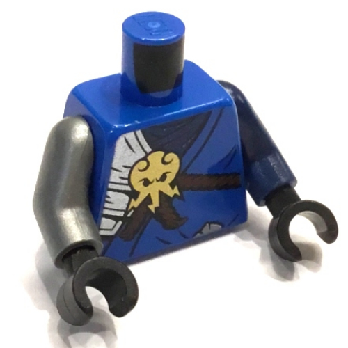 Torso, Odd Arms, Robe, Gold Emblem, Reddish Brown Scabbards Print, Left Dark Blue Arm, Right Flat Silver Arm, Black Hands Blue