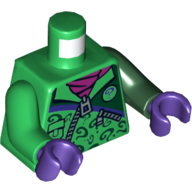 Torso, Odd Arms, Jacket with Zipper, Question Marks and Dark Purple Scarf Print, Left Dark Green Arm, Right Green Arm, Dark Purple Hands Grün