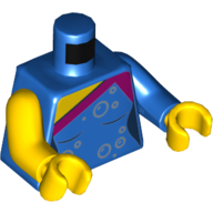 Torso, Odd Arms, Magenta Trim, Silver Bubbles Print, Left Blue Arm with Silver Bubbles Print, Right Yellow Arm, Yellow Hands Blau