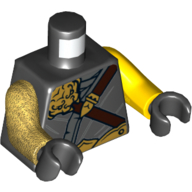 Torso, Odd Arms, Robe, Dark Brown Belt, Gold Decorations Print, Left Yellow Arm, Right Pearl Gold Arm, Black Hands Schwarz