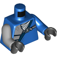 Torso, Odd Arms, Robe, White Undershirt, Shoulder Pouch and Belt Print, Left Blue Arm, Right Light Bluish Gray Arm, Black Hands Blue