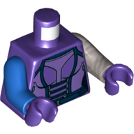 Torso, Odd Arms, Armor with Dark Blue Belt Print, Left Flat Silver Arm, Right Blue Arm, Dark Purple Hands Dark Purple