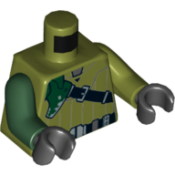 Torso, Odd Arms, Shirt with Diagonal Black Belt and Dark Green Pad Print (Kanan Jarrus), Left Olive Green Arm, Right Dark Green Arm, Black Hands Olivgrün