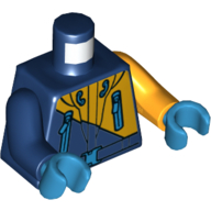 Torso, Odd Arms, Jacket, Artic, Zippers, Belt, Hood Print, Left Bright Light Orange Arm, Right Dark Blue Arm, Dark Azure Hands Dunkelblau