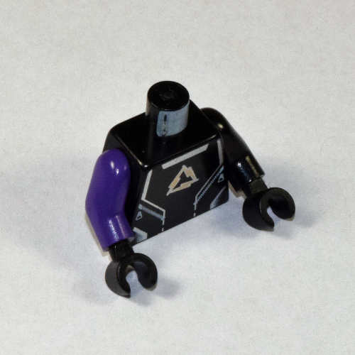 Torso, Odd Arms, Shirt, Alpha Team Arctic Logo, Silver Lines Print, Left Black Arm, Right Dark Purple Arm, Black Hands Schwarz