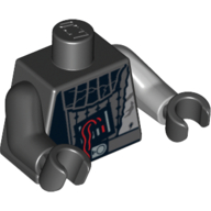 Torso, Odd Arms, Armor, Damaged Print (Darth Vader), Left Light Bluish Gray Arm, Right Black Arm, Black Hands Schwarz
