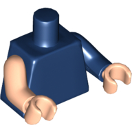 Torso, Odd Arms, Left Dark Blue Arm, Right Light Nougat Arm, Light Nougat Hands [Plain] Dunkelblau