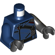 Torso, Odd Arms, Jacket, Black Straps, Zippers Print, Left Black Arm with Gold Circuitry print, Right Dark Blue Arm, Black Hands Dark Blue