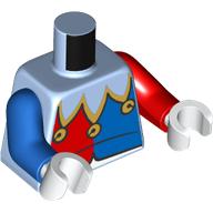 Torso, Blue/Red Jester Outfit, Bells print, Odd Arms, Left Red Arm, Right Blue Arm, White Hands Leuchtendes Hellblau