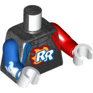 Torso, Odd Arms, Race Jacket with Red and Blue Trim, Flaming 'RR' Print, Left Red Arm, Right Blue Arm, White Hands Perltitan