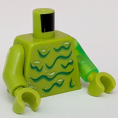 Torso, Odd Arms, Dark Green Slime Stripes, Glitter print, Left Trans-Bright Green Arm, Right Lime Arm, Lime Hands Limette