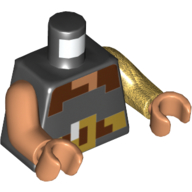 Torso Odd Arms, Pixelated Shirt with Brown and Gold Belt print, Left Pearl Gold Arm, Right Nougat Arm, Nougat Hands Schwarz