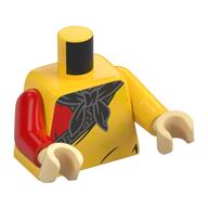 Torso, Toga, Black Trim, Red Shirt, Black Scarf print, Odd Arms, Left Yellow Arm, Right Red Arm, Tan Hands Gelb