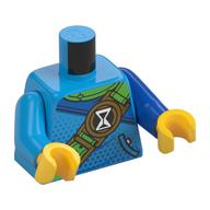 Torso, Lime Strap, Black/White Hourglass Symbol, Blue Cloak print, Odd Arms, Left Blue Arm, Right Dark Azure Arm, Yellow Hands Dark Azure