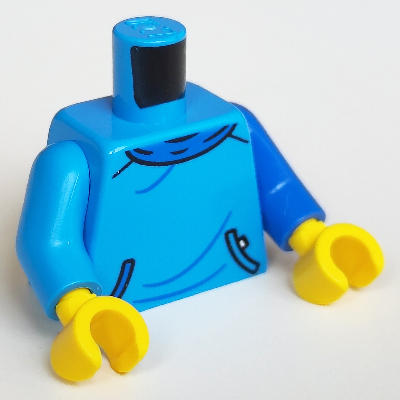 Torso, Blue Collar, Pockets Print, Odd Arms, Left Blue Arm, Right Dark Azure Arm, Yellow Hands Dark Azure