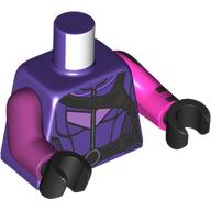 Torso, Jacket, Black Straps print, Odd Arms, Left Lavender Arm, Right Magenta Arm, Black Hands Dunkellila