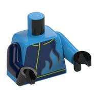 Torso, Odd Arms, Dark Blue Flames, Lime Trim print, Left Dark Azure Arm, Right Dark Blue Arm, Black Hands Dark Azure