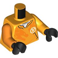 Torso, Odd Arms, Sweater, Pockets, White Undershirt and Symbol, Orange Dragon print, Left Bright Light Orange Arm, Right Orange Arm, Black Hands Bright Light Orange