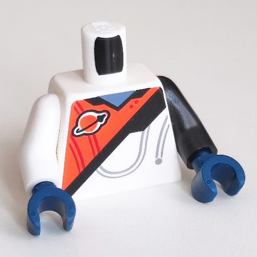 Torso, Odd Arms, Classic Space Logo, Red/White Space Suit print, Left Black Arm, Right White Arm, Dark Blue Hands Weiß