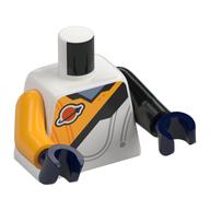 Torso, Odd Arms, Space Suit, Black Diagonal Line, Bright Light Orange Top Half, Space Logo print, Left Black Arm, Right Bright Light Orange Arm, Dark Blue Hands White