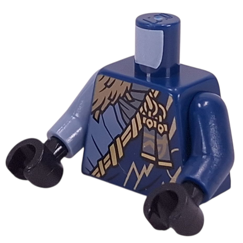 Torso, Odd Arms, Gold Lightning, Sand Blue Tags, Ninja Robe, Dark Ran Fur print, Left Dark Blue Arm, Right Sand Blue Arm, Black Hands Dark Blue