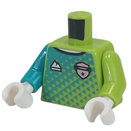Torso, Odd Arms, Goalkeeper Shirt, Dark Turquoise Fade-Over, Silver Badge, White Mountain Logo, '1' on Back print, Left Lime Arm, Right Dark Turquoise Arm, White Hands Limette