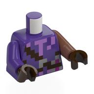 Torso, Odd Arms, Pixelated Dark Brown Strap, Medium Lavender Collar print, Left Medium Brown Arm, Right Dark Purple Arm, Dark Brown Hands Dunkellila