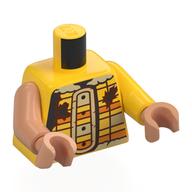 Torso, Odd Arms, Orange/Tan Striped Tunic, Tan Fur, Reddish Brown Splotches print, Left Yellow Arm, Right Nougat Arm, Nougat Hands Yellow