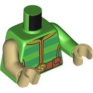 Torso, Odd Arms, Green/Bright Green Striped Sweater, Gold Trim, Belt Buckles, Nougat Belt print, Left Bright Green Arm, Right Tan Arm, Tan Hands Bright Green
