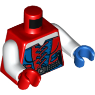 Torso, Odd Hands, Corset with Red and Blue Laces, Dark Bluish Gray Belt Print, White Arms, Left Blue Hand, Right Red Hand Rot
