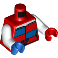 Torso, Odd Hands, Jester Costume, Red Belt with Diamond Buckle Print (Harley Quinn), White Arms, Left Red Hand, Right Blue Hand Rot