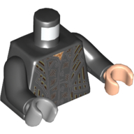 Torso, Odd Hands, Robe with Black and Dark Tan Lines Print, Black Arms, Left Light Nougat Hand, Right Light Bluish Gray Hand Schwarz