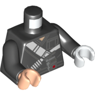 Torso, Odd Hands, Jacket with White Shoulder Strap Print, Black Arms, Left White Hand, Right Light Nougat Hand Schwarz