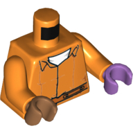 Torso, Odd Hands, Prisoner Jumpsuit with Belt, White Undershirt / 'ARKHAM' on Back Print, Orange Arms, Left Medium Lavender Hand, Right Medium Nougat Hand Orange