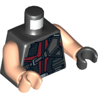 Torso, Odd Hands, Vest with Dark Red and Black Straps, Quiver Print, Light Nougat Arms, Left Black Hand, Right Light Nougat Hand Schwarz