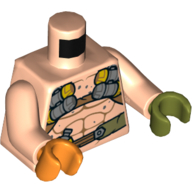 Torso, Odd Hands, Bare Chest, Muscles, Belt with Flask, Harness Print, Light Nougat Arms, Left Olive Green Hand, Right Orange Hand Hellnougat