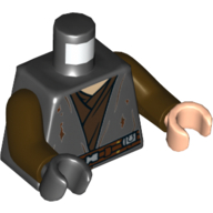 Torso, Odd Hands, Robe over Dark Brown Layered Undershirt, Belt Print, Dark Brown Arms, Left Light Nougat Hand, Right Black Hand Black