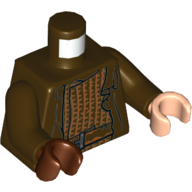 Torso, Odd Hands, Robe over Tunic with Medium Nougat Stripes Print, Dark Brown Arms, Left Light Nougat Hand, Right Reddish Brown Hand Dunkelbraun