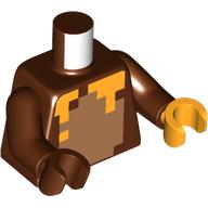 Torso, Odd Hands, Pixelated Medium Nougat Chest, Orange Spots print, Reddish Brown Arms, Left Reddish Brown Hand, Right Bright Light Orange Hands Reddish Brown