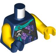 Torso, Dark Turquoise Cloak, Dark Brown Straps, Black/White Hourglass, Lavender Trim print, Odd Hands, Yellow Arms, Left Yellow Hand, Right Dark Blue Hand Dunkelblau