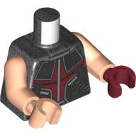 Torso, Odd Hands, Chest Protector, Dark Red and Black Panels Print, Light Nougat Arms, Left Dark Red Hand, Right Light Nougat Hand Pearl Titanium