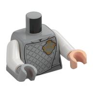 Torso, Odd Hands, Chest Protection with Dark Bluish Grey Lattice, Gold Crest, 'G' print, White Arms, Left Light Nougat Hand, Right Light Bluish Gray Hand Light Bluish Gray