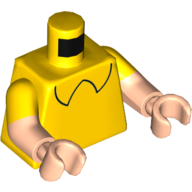Torso, Dual Molded Arms, Shirt with Black Collar print, Yellow Sleeves Pattern, Light Nougat Arms and Hands Yellow