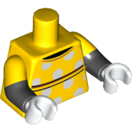 Torso, Dual Molded Arms, Shirt with Black Lines, White Dots Print (Minnie Mouse), Yellow Sleeves Pattern, Black Arms, White Hands Yellow