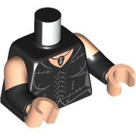 Torso, Dual Molded Arms, Stitches, Necklace with Silver Pendant print, Light Nougat Sleeves Pattern, Black Arms, Light Nougat Hands Black