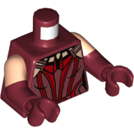 Torso, Dual Molded Arms, Bodysuit, Red Trim, Light Nougat Neck print, Light Nougat Sleeves Pattern, Dark Red Arms and Hands Dark Red