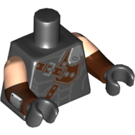 Torso, Dual Molded Arms, Muscles, Straps, Holster Print, Light Nougat Sleeves Pattern, Reddish Brown Arms with Metal Plate Print, Black Hands Schwarz