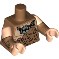 Torso, Dual Molded Arms, Muscles with Animal Spots, Stone Batman Logo Pendant Print, Light Nougat Sleeves Pattern, Medium Nougat Arms with Fur Cuffs Print, Light Nougat Hands Mittelnougat