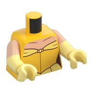 Torso, Dress, Bright Light Yellow Ruffles, Light Nougat Chest print, Dual Molded Arms with Light Nougat Sleeves Pattern, Bright Light Yellow Arms and Hands Gelb